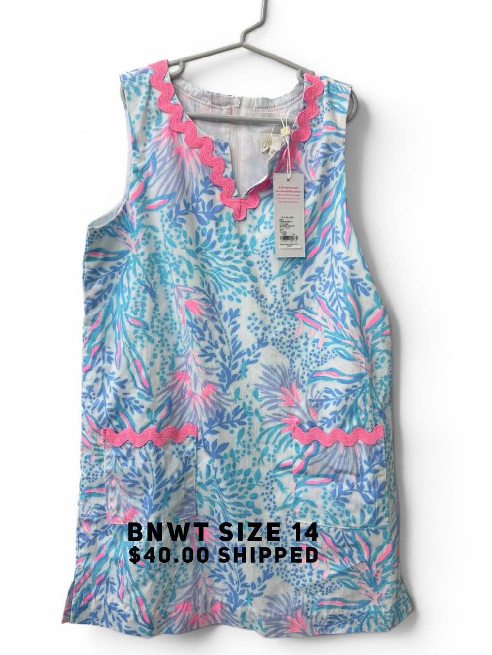 Lilly Pulitzer Blue and Pink Tropical Print Shift Dress